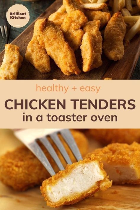 Lunch Ideas Recipes, Easy Chicken Tenders, Toaster Oven Cooking, Easy Oven Recipes, Baked Chicken Strips, Toaster Oven Recipes, Chicken Tenders Recipe, Chicken Tender Recipes, Oven Chicken