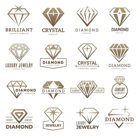 Premium Vector | Diamond logo. Stylizes gemstones royal luxury symbols with jewellery recent vector templates. Gemstone jewelry, jewel and brilliant, diamond decoration illustration Logo With Diamond, Jewelry Template Design, Gemstone Logo, Jewellery Logo Design, F Logo Design, Diamond Illustration, Gem Logo, Jewel Logo, Logo Diamond