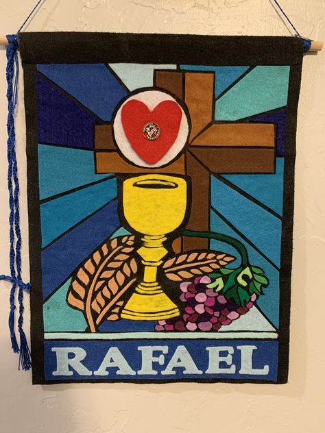 First Communion Banner Boy, First Communion Banners Catholic, 1st Communion Banner Ideas, First Communion Banner Ideas, Communion Banner Ideas, Communion Banners, First Communion Banner, Catholic Sacraments, Catholic Theology