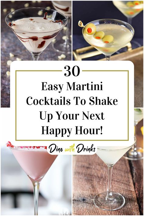 Collage of 4 easy martini cocktails. Different Martini Recipes, Martini Bar Party Ideas, Easy Martini Recipes, Martini Bar Party, Easy Martini, Martini Recipes Easy, Simple Cocktails, Martini Party, Martini Bar