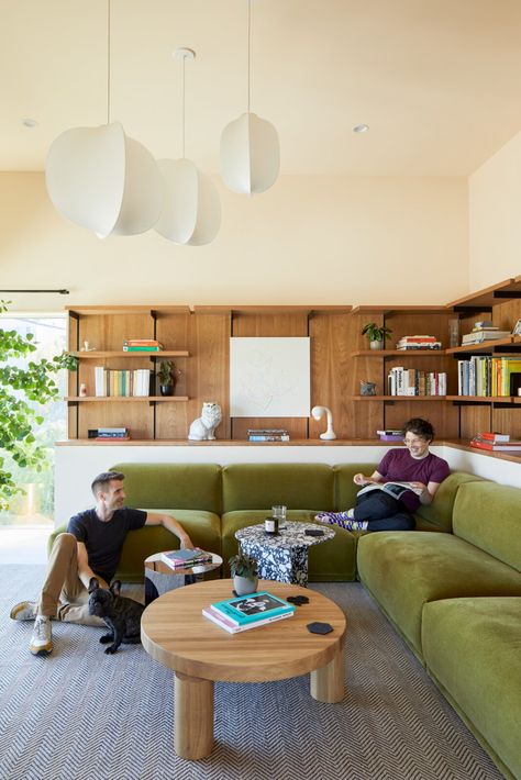 Hill House by And And And Studio - Dwell Dwell Magazine, Green Couch, Studios Architecture, Beautiful Sofas, Exclusive Home, Silver Lake, House On A Hill, A Living Room, Fixer Upper