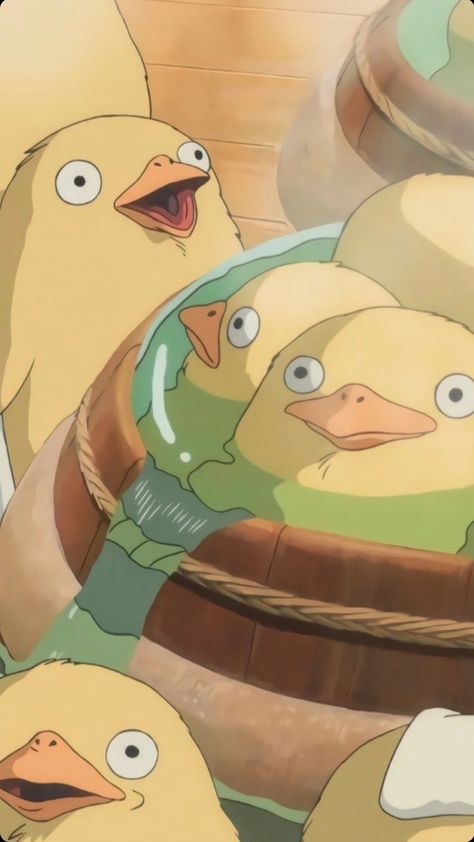 Studio Ghibli, Ducks, Birds, Yellow