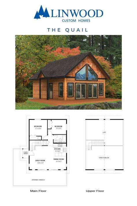 Cabin With Loft, Linwood Homes, Small Cabin Plans, House Plan With Loft, Small Basement, Cabin Floor Plans, Small House Floor Plans, Cabin House Plans, Casas The Sims 4