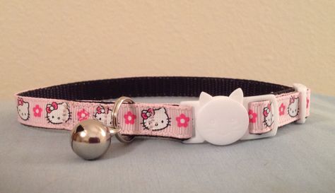 3/8 Wide 7-11 Adjustable Breakaway Cartoon Cat Collar by BarksBowsAndCollars on Etsy Cat Collars Aesthetic, Cat Collar Aesthetic, Cute Kitten Collars, Cute Cat Collars, Heart Cats, Pink Cat Collar, Cat Collar With Bell, Room Things, Hello Kitty Baby