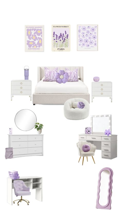 Purple Room Ideas, Ideas Para Cuartos, Aria Style, Amazing Bedrooms, Lavender Bedroom, Room Vision Board, Dream Dorm Room, Lavender Room, Classy Teen