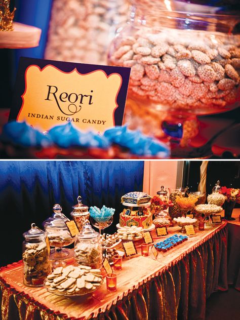 indian-lohri-celebration-dessert-table Buffet Wedding Table Setting, Lohri Decoration, Lohri Celebration, Indian Buffet, Wedding Buffet Table, Celebration Desserts, Buffet Wedding, Wedding Buffet, Sugar Candy