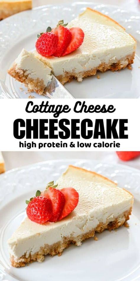 Cottage Cheese And Yogurt Cheesecake, Low Calorie Yogurt, Bariatric Sweets, Cottage Cheese Cheesecake, Make Cottage Cheese, Cottage Cheese Dessert Recipes, Healthy Cheesecake Recipes, High Protein Cheesecake, Cottage Cheese Recipes Healthy