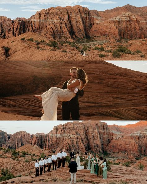 Sunrise elopement in Snow Canyon ✨ @lia.lance had a vision for a barefoot intimate ceremony as the sun rose over the red cliffs and everything came to life! Just stunning 😍 Video: @kallicovideo Associate shooter: @kennedymarie.photo 🤍 . . . . #snowcanyon #snowcanyonelopement #stgeorgeelopement #stgeorgeweddings #stgeorgeweddingphotographer #stgeorgecouplesphotographer #utahelopementphotographer #utahweddingphotographer #adventureweddingphotographer #sunriseceremony Snow Canyon Wedding, Park Ceremony, Canyon Wedding, Snow Canyon State Park, Sunrise Elopement, Sunrise Ceremony, Intimate Ceremony, Utah Wedding Photographers, State Park