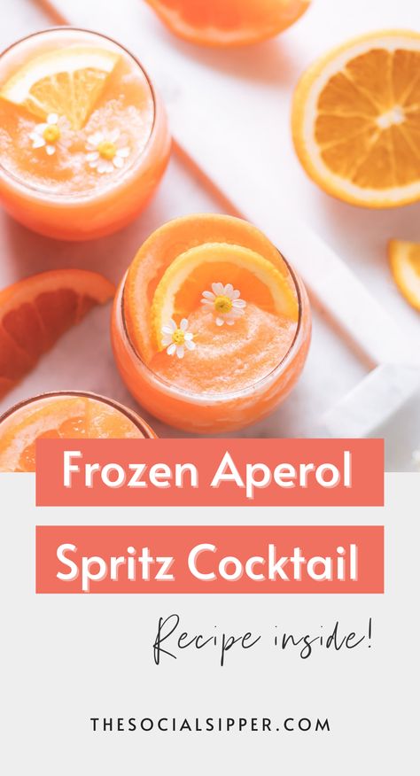 Frozen Prosecco Cocktails, Aperol Spritz Ice Cream, Frozen Aperol Spritz Recipe, Slushy Alcohol Drinks, Froze Recipe, Frozen Aperol Spritz, Ouzo Cocktails, Frozen Summer Cocktails, Spritz Party