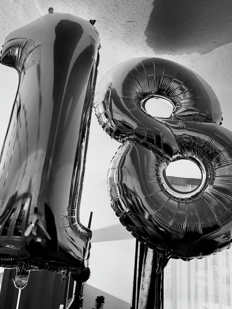 18th birthday balloons in black and white Space Iphone Wallpaper, Happy Birthday 18th, House Of Balloons, Cute Birthday Pictures, Sixteenth Birthday, Silver Balloon, Ariana Grande Wallpaper, Golden Birthday, 18th Birthday Party