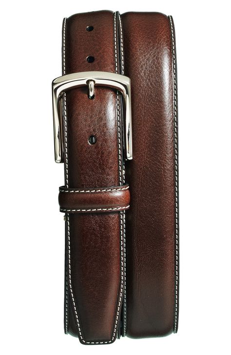 Brown Belt Men, Formal Belts, Mens Designer Belts, Contrast Topstitching, Mens Belt, Gq Style, Dad Fashion, Designer Belts, Leather Belts Men