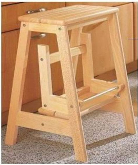 How to Make a Sliding Step: Ever needed a step and also a stool well here is a guide how to build a sliding step stool. This is just a simple project what I designed at school, this is why it has so many steps. Step Stool Diy, Diy Stool, Wooden Step Stool, Folding Step Stool, Woodworking School, Electronic Projects, Wood Crafting Tools, Folding Furniture, Wood Plans