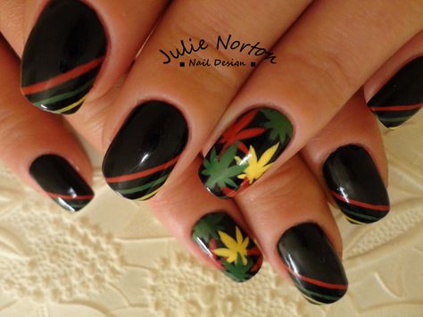 Bob marley inspired Bob Marley Nails, Jamaica Nails, Rasta Nails, Fall Toe Nails, Robin Moses, Thanksgiving Nail Art, Spring Nail Trends, French Acrylic Nails, Thanksgiving Nails