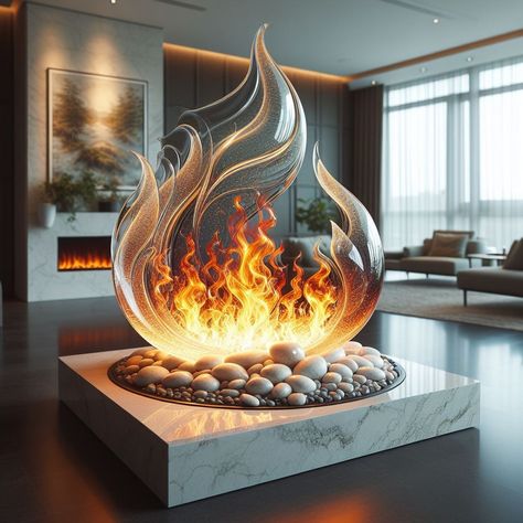 Glowing Artistry: Illuminate Your Home with Flames Glass Fireplace Design Flames Glass Fireplace 🔥🔷🏠 #FlamesGlassFire #ModernWarmth #SleekDesign Add a touch of contemporary elegance to your living space with the Flames Glass Fireplace. This innovative fireplace features a sleek glass design and mesmerizing flames, creating a modern focal point for any room. Elevate your home's ambiance with the Flames Glass Fireplace, where every moment is filled with warmth and style. 🌟🔥✨ https://luxarts.ne... Unusual Fireplaces, Elegant Fireplace, Glass Fireplace, Fantasy Decor, Traditional Fireplace, Contemporary Glass Art, Home Fireplace, Design Your Dream House, Fireplace Design