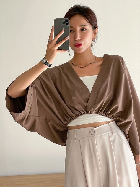 DAZY Solid Batwing Sleeve Blouse Without Camisole | SHEIN USA Batwing Sleeve Blouse, Women Blouses, Men's Beauty, Batwing Sleeve, Bat Wings, Bell Sleeve Top, Sleeve Blouse, Blouses For Women, Blouses