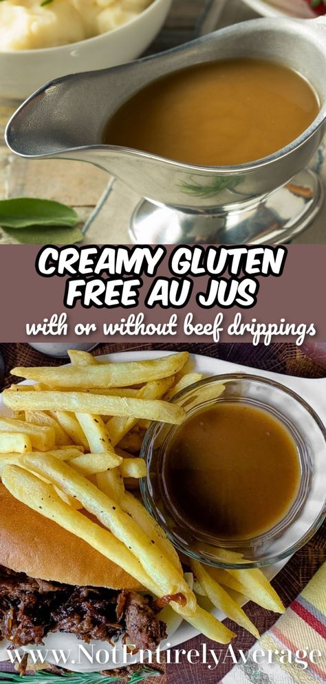 Creamy Gluten Free Au Jus Brisket Au Jus Recipe, Gluten Free Au Jus Recipe, Beef Jus Recipe, Gluten Free Au Jus, Gravey Recipe, Leftover Tenderloin, Easy Au Jus Recipe, Gravy Sauce Recipe, Beef Au Jus