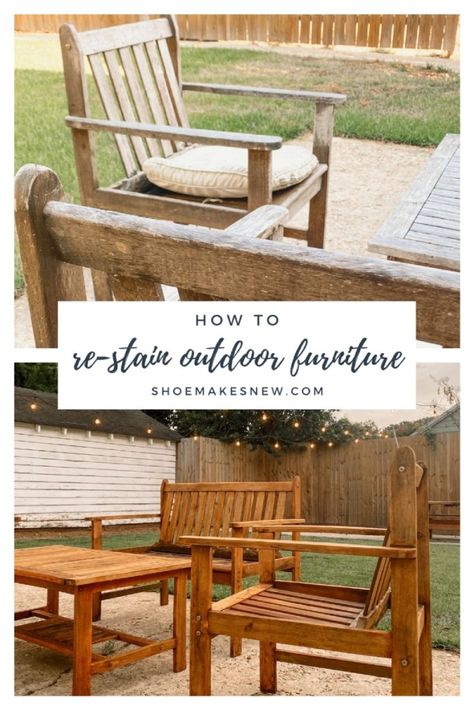 World Market Outdoor Furniture, Refinished Patio Furniture, Painting Outdoor Wood Furniture, Ikea Outdoor Furniture, Outdoor Wood Table, Outdoor Furniture Makeover, Refinish Wood Furniture, Painted Outdoor Furniture, Wooden Patio Furniture