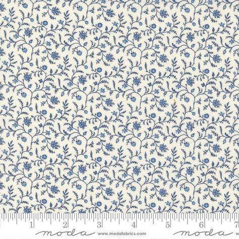 Amelias Blues Ivory Floral Fabric by Betsy Chutchian for Moda Fabrics 31654 11 - 752106695283 Betsy Chutchian, Caldwell Idaho, Kim Diehl, How To Quilt, Ivory Fabric, Primitive Farmhouse, Scrappy Quilt, Quilting Supplies, Michael Miller