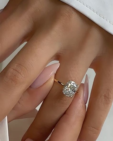 Elongated Cushion Engagement Ring Stack, Elongated Cushion Vs Radiant, Elongated Cushion Cut, Cushion Cut Diamond Ring, Elongated Cushion, Cute Engagement Rings, Cushion Engagement Ring, Cushion Cut Diamond, Emerald Engagement Ring Cut