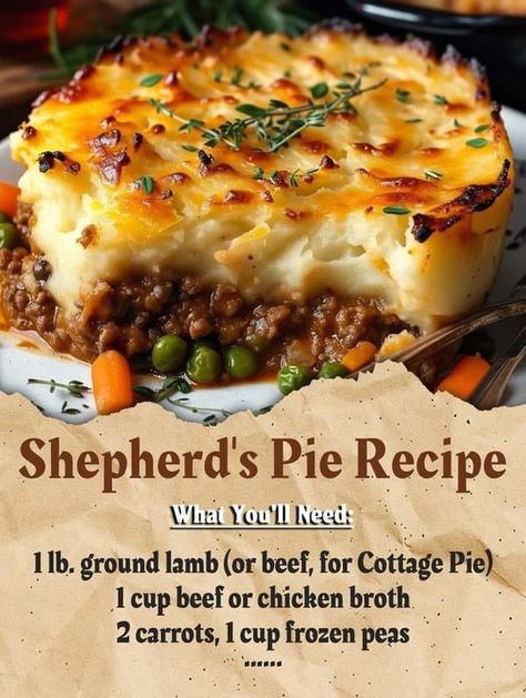 Chef Billy Parisi 🍝🍲 | Shepherd's Pie Recipe | Facebook Tasteful Recipes, Billy Parisi, Chef Billy Parisi, Shepherd's Pie Recipe, Savoury Pies, Shepherds Pie Recipe, Ground Lamb, Cottage Pie, Chops Recipe