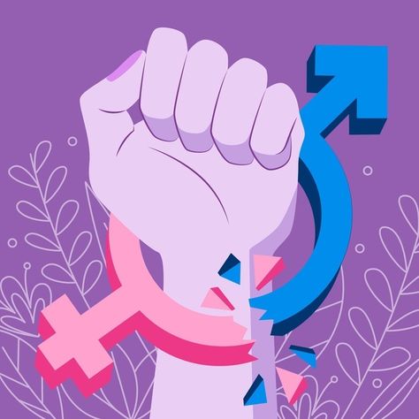 Break gender norms illustration with fis... | Free Vector #Freepik #freevector #people #love #woman #man Gender Issues Poster, Gender Identity Poster, Diskriminasyon Poster, Equality Poster Art, Gender Sensitization Posters, Poster About Gender Equality, Paintings On Gender Equality, Gender Equality Drawing, Creative Posters On Gender Equality