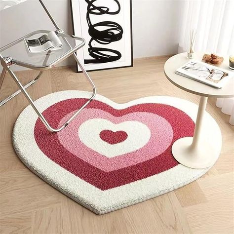 PUIOKA Cute Bathroom Rug Mat Heart Shape, Soft Absorbent Plush Area Rug, Machine Washable Plush Rug Mat For Home Decoration : Amazon.co.uk: Home & Kitchen Cute Rugs, Tufting Rugs, Tufting Diy, Tufting Ideas, Rug Tufting, 100 Gift, Bedroom Mats, Tufted Rugs, Plush Carpet