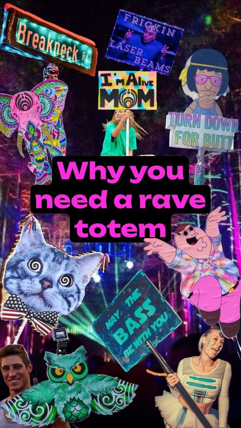 A rave totem is more than an accessory; it’s a practical tool that enhances your experience and helps you navigate the festivities with ease. #ravetotem #rave #festival #raveaesthetic Rave Totem, Festival Totem, Rave Aesthetic, Lightning In A Bottle, Rave Music, Festival Inspiration, Totem Pole, Rave Festival, Music Festivals