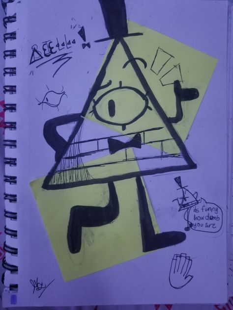 Bill Cipher Sketchbook, Bill Cipher Painting, How To Draw Bill Cipher, Bill Cipher Doodle, Bill Cipher Sketch, Bill Cypher Drawings, Gravity Falls Bill Cipher Fanart, Bill Cipher Papercraft, Bill Cypher Fan Art