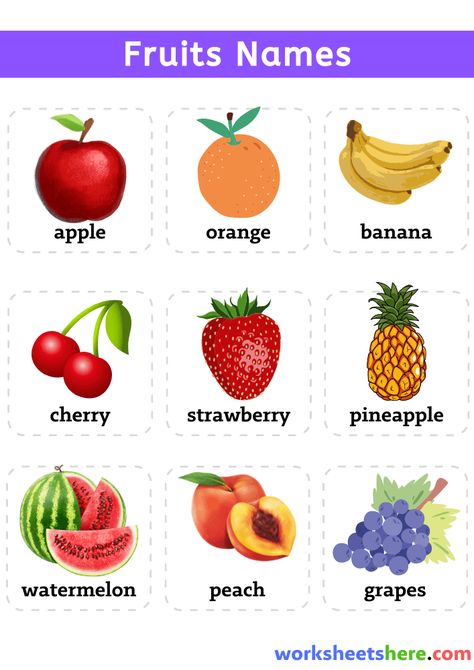 Fruits Names List with Pictures, +85 Fruits Names List From A to Z - WorksheetsHere.com Fruits Name List, 4 Bananas, Crab Apples, Damson Plum, Fruit Names, Bing Cherries, Fruit List, Finger Lime, Navel Oranges