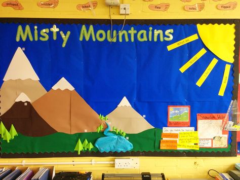 Preparing for the new topic. Classroom display. Mountains Mountain Display Classroom, Mountain Display, Mountain Classroom, Mountain Crafts, School Display, Autumn 23, Bullentin Boards, Science Classroom Decorations, Boards Ideas