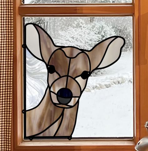 Stained Glass Deer, Stain Glass Window Art, Window Stained, Stained Glass Patterns Free, Glass Window Art, Deer Pattern, Faith Art, Stained Glass Crafts, Window Art