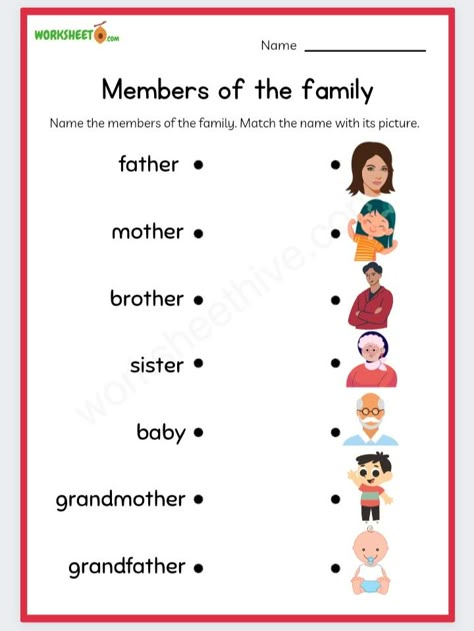 My family Family Words Worksheets For Kids, Grade 1 Maths, English Pronouns, Bee Themed Classroom, Basic English Sentences, Holiday Homework, Kindergarten Phonics Worksheets, Vowel Worksheets, Family Worksheet