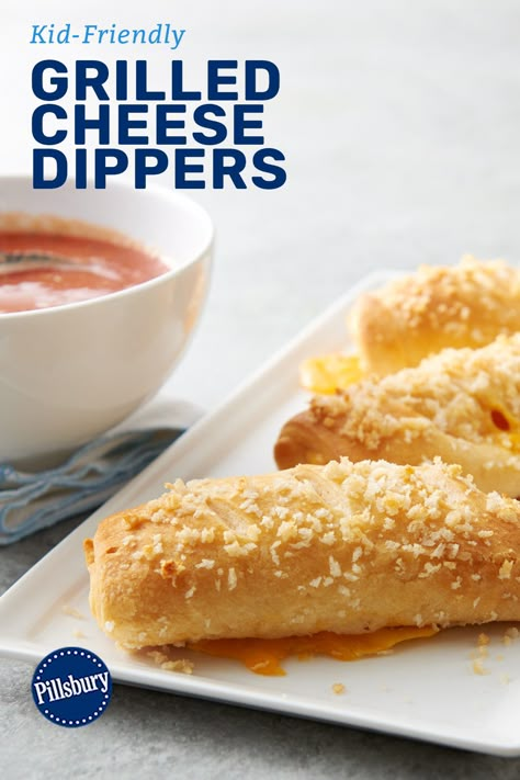 Grilled Cheese Crescent Rolls, Grilled Cheese Dippers, Crescent Roll Grilled Cheese, Cheese Crescent Roll Recipes, Grill Cheese Roll Ups, Pilsbury Recipes, Crescent Roll Recipes Dinner, Cheese Dippers, Cheese Crescent Rolls