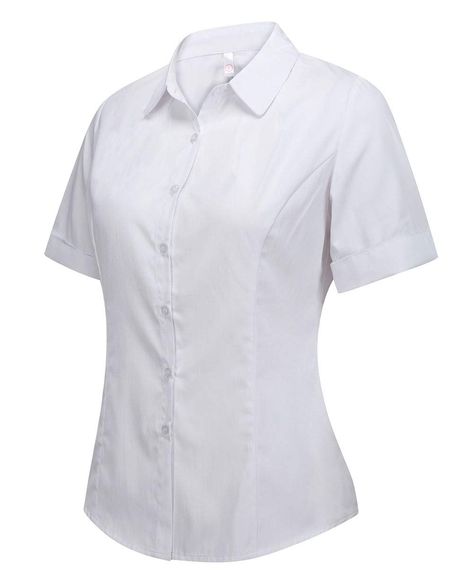 PRICES MAY VARY. 95% Cotton, 5% Spandex Button closure Machine Wash Lightweight, breathable, durable, stretchy, soft and comfortable material. Classic simple summer professional workwear shirt with Button front. Slim fit style, Suit for business,office, professional, meeting, daily or casual. Front and back detail stitching,A wardrobe staple, Stretch formal shirt. Machine Wash / Low heat /Do not bleach Women Shirt White Work Shirt, Professional Meeting, Office Professional, The Office Shirts, Pieces Of Clothing, Blouse Price, Tailored Shorts, Basic Shirts, Womens Basic