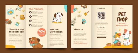 Free vector hand drawn pet shop brochure | Free Vector #Freepik #freevector #pet-shop #pet-template #pet-care #animal-care Pet Brochure, Pet Grooming Advertising, Pet Photoshoot, Kids Branding Design, Brochure Sample, Pet Food Shop, Pet Event, Pet Branding, Holiday Homework