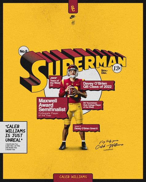 Gameday Poster, Soccer Post, Superman Comic Books, Sport Posters, Usc Football, Theme Nights, Sport Graphics, Sports Design Ideas, Sports Ideas