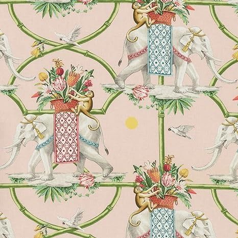 Amazon.com: Harrison Howard Cotton Heavy Weight Fabric by The Yard, DIY, Craft, Project, Sewing, Upholstery and Home Décor, 54" Wide, (Before The Raj, Petal) 54 Inches Pink And Green Rooms, Chinoiserie Fabric Upholstery, Grandmillennial Wallpaper, Pink Chinoiserie Fabric, Chintz Curtains, Chinoiserie Drapes, Chinoiserie Chic Interior Design, Chinoiserie Bedding, Harrison Howard