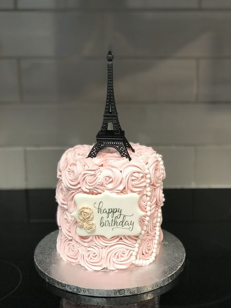 Vintage Paris themed birthday cake French Vintage Birthday Party, Eiffel Tower Themed Party Paris Birthday, Birthday Cake Paris Theme, 40th Birthday Paris Theme, French Birthday Cake Paris Theme, Parisian Cake Ideas, French Themed Birthday Cake, Paris Cake Ideas Birthdays, Parisian Birthday Cake