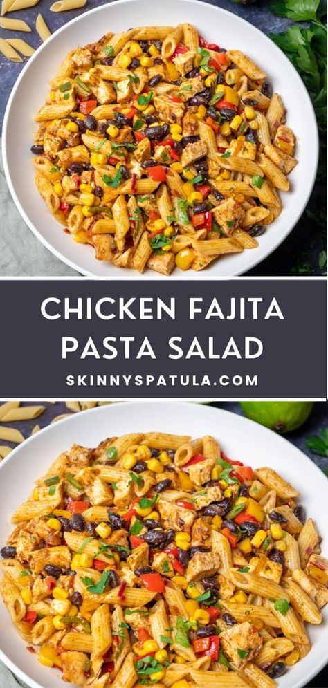 Chicken Fajita Pasta Salad – Skinny Spatula Mexican Chicken Pasta Salad, Chicken Fajitas Salad, Fajita Chicken Salad, Chicken Pasta Salads, Fajita Pasta Salad, Chicken Fajitas Casserole, Fajitas Casserole, Chicken Fajita Salad, Fajita Salad