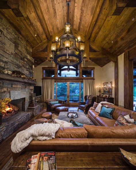 2,823 Likes, 13 Comments - Custom Timber Homes (@customtimberhomes) on Instagram Viking Interior Design, Viking Decor Interior Design, Viking Home Decor, Viking House, Viking Decor, Open Plan Kitchen Living Room, Home Building Design, Rustic Living, Great Room