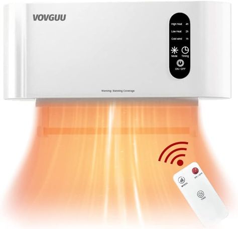 VOVGUU Indoor Space Heater 1500W Electrical Wall Mounted Floor Remote Control Wall Heater, Standing Base, Bathroom Heater, Wall Mounted Heater, Room Heater, Electric Heaters, Heat Energy, Infrared Heater, Plush Carpet