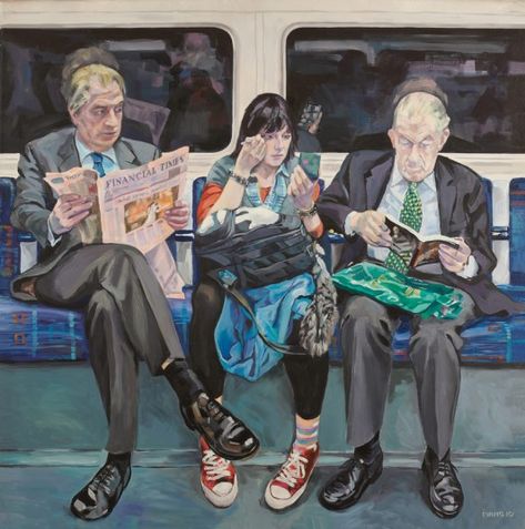 Artist Ewing Paddock's three-year project of making paintings of people in the London Underground Paintings Of People, London Painting, People Reading, Art Alevel, Underground Art, Painting People, 인물 드로잉, Art Theme, Gcse Art