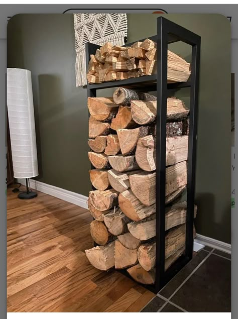 Gothic Homestead, Fireplace Wood Holder, Firewood Storage Indoor, Fireplace Indoor, Firewood Racks, Firewood Holder, Fireplace Wood, Wood Holder, Fireplace Logs