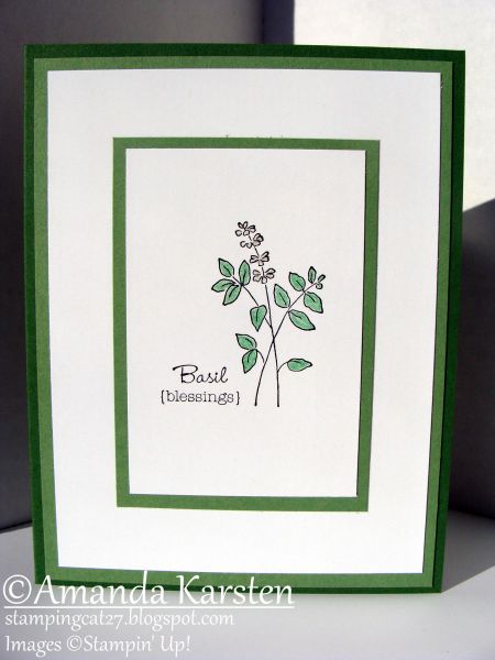 Herb Expressions - Basil by Hauntedradio - Cards and Paper Crafts at Splitcoaststampers Stampin Up Flowering Fields, Paper Garden, Green Birthday, Whisper White, Black Accessories, Su Cards, Floral Cards, Simple Cards, Gift Sets