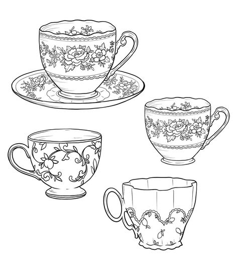 Tea Cup Drawing, Tea Tattoo, Teacup Tattoo, Cup Tattoo, Tea Cups And Saucers, Tattoo Project, Desenho Tattoo, Arte Sketchbook, Vintage Tattoo