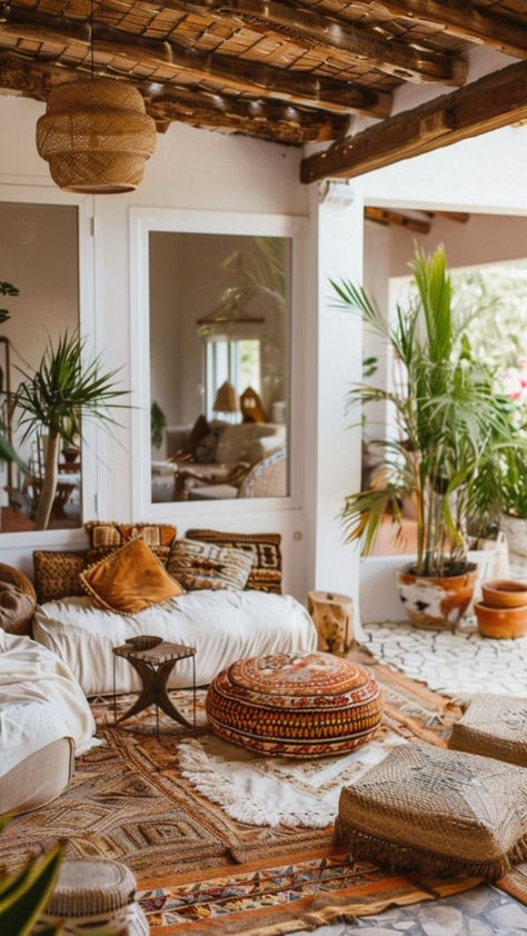 Boho Patio Under the Stars!✨ Magical Lighting Ideas (2024) Modern Bohemian Decor, Boho Patio, Warm Home Decor, Design Room, Outdoor Decor Backyard, Into The Night, Studio Apartment Decorating, Outdoor Patio Decor, Boho Chic Decor