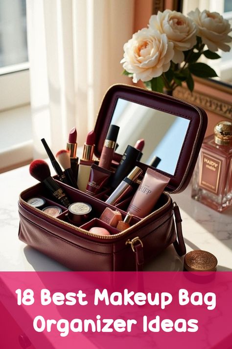 Did you know that your messy makeup bag could be ruining your favorites? Discover the ultimate makeup bag organizer that keeps your essentials tidy and easy to find! From travel-friendly cases to chic storage solutions, find out how to upgrade your beauty routine with our must-see tips and ideas. Make Up Bag Organizer, Make Up Bags Ideas, Bag Organizer Ideas, Brown Hair Tips, Beautiful Skin Face, Best Makeup Bag, Messy Makeup, Makeup Bag Organizer, Eyeliner Techniques