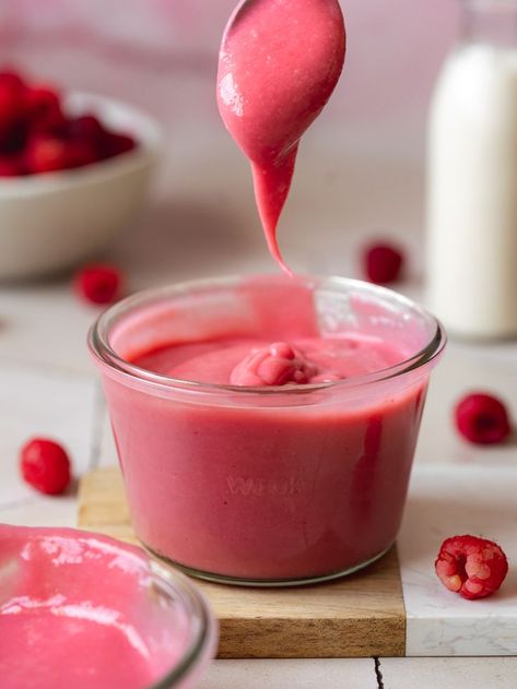 Vegan Raspberry Curd! This delectable curd showcases the natural sweetness of ripe raspberries, delivering a burst of flavor that's both guilt-free and satisfying. Whether you're a passionate vegan or simply exploring new culinary horizons, this Raspberry Curd recipe is a versatile delight that can be swirled into parfaits, layered in cakes, or spread generously on your favorite treats. Vegan Curd, Raspberry Curd, Breakfast Spread, Sweet Dips, Curd Recipe, Healthy Vegan Desserts, Vegan Cake, Vegan Sweets, Chia Pudding