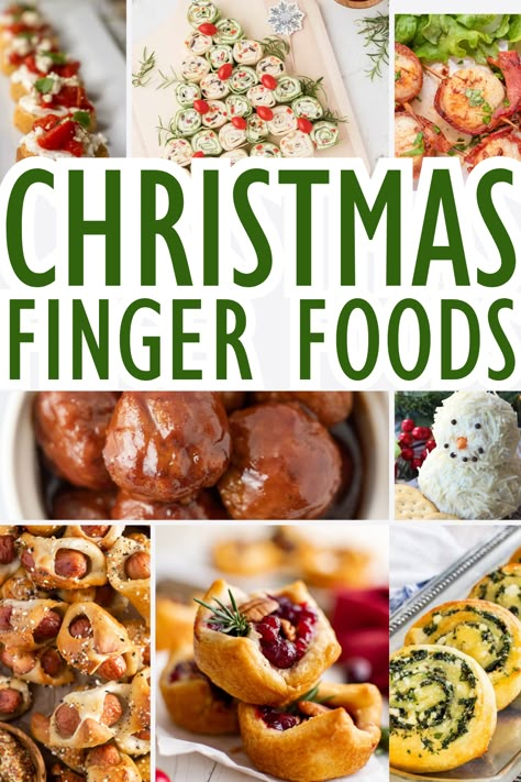 Hosting a Christmas gathering? These Christmas finger foods are easy to make and oh-so-festive! Whether you want something savory or sweet, this list has it all for the ultimate holiday feast. Christmas Party Savory Food, Christmas Eve Horderves Families, Festive Potluck Christmas, Finger Food Appetizers Christmas, Holidays Food Ideas, Snack Plates Parties, Finger Foods For Holiday Party, Xmas Eve Food Ideas, Christmas Menu Ideas Holiday Foods