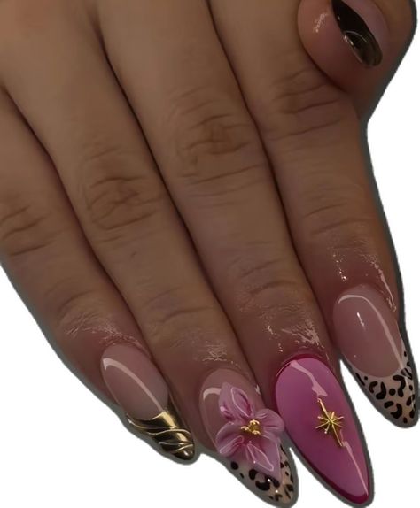 Almond Nails Preppy, Nail Inspo Acrylic Almond, Cheetah Acrylic Nails, Pink Cheetah Nails, Cheetah Nail Art, Nail Inspo Acrylic, Nails Preppy, Acrylic Almond Nails, Cheetah Print Pink